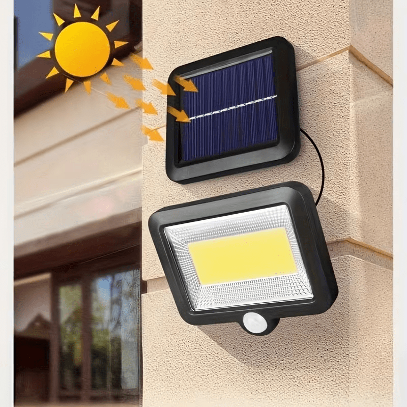 100 LED Solar Wall Light Outdoor Solar Garden Wall Light, with 3 Lighting Modes Motion Sensor Solar Spotlight, for Garden Decoration, Street, Porch, Courtyard Light