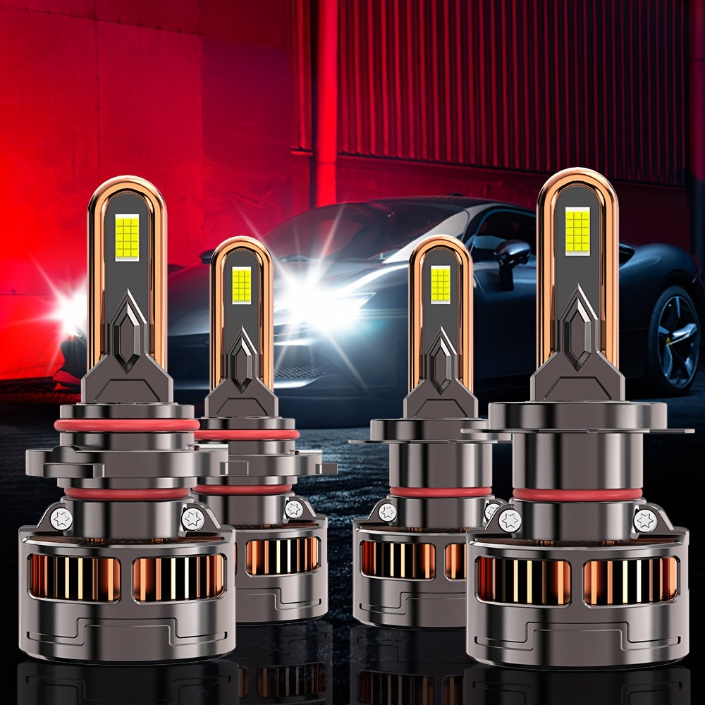 4-Pack, 2Pcs 9005 + 2Pcs H11, H4 Car LED Headlights, H7 LED Bulbs, 120,000 Lumens, Low/High Beam, H1, H4/9003/HB2, H7/H18, H8/H9/H11/H16, 9005/HB3, 9006/HB4, 9012/HIR2, 12V/24V, with External Driver, No Battery Needed