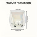 Cute Little Cat Glass Coffee Cup, Double-Wall Glass Milk Cup, Perfect for Breakfast, Coffee, Juice, Ideal for Personal Birthday & Holiday Gifts