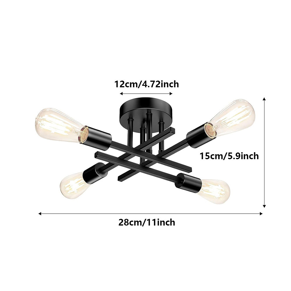 2-Pack, Ceiling Light Fixture, 4-Light Ceiling Pendant Light, Modern Dining Room Light, Modern Style, Industrial Style Ceiling Light (Ceiling Mount), Semi-Flush Mount Ceiling Fixture (Suitable for Living Room, Bulb Not Included)