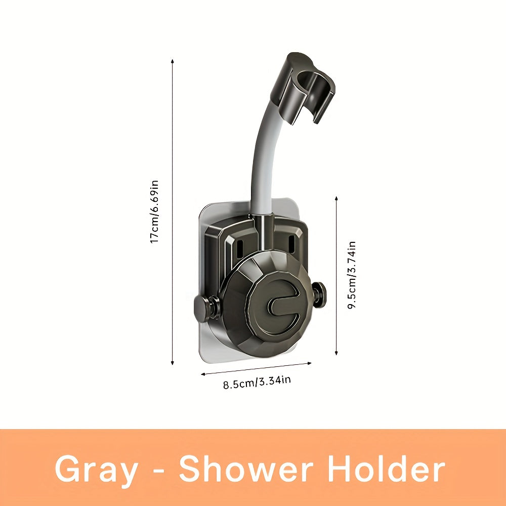 Musurjoy 1/2Pc Bathroom Wall Mount Shower Holder - Silver, No-Drill Shower Head Bracket, Wall-Mounted Without Wall Damage, Summer Shower Supplies, Father's Day Gift
