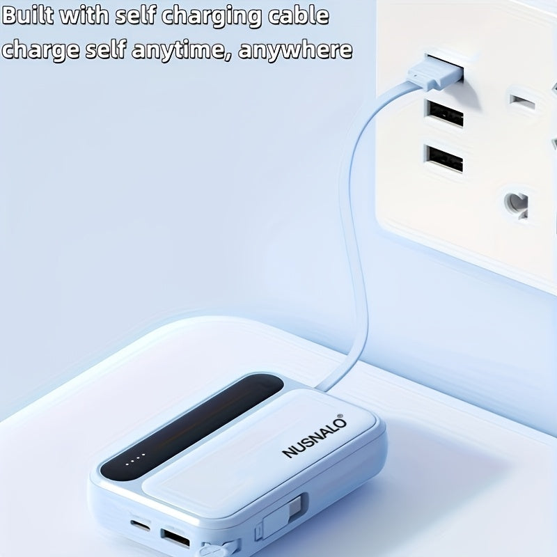Mini Cute 10000mAh 5W/15W/22.5W Super Fast Charging Multifunctional Cartoon Power Bank, Rechargeable Portable Mobile Phone Charger, Built-with 4 Cables, Outdoor Travel Must Have Battery Packs, Smart LED Digital Display, Micro Type-C Input