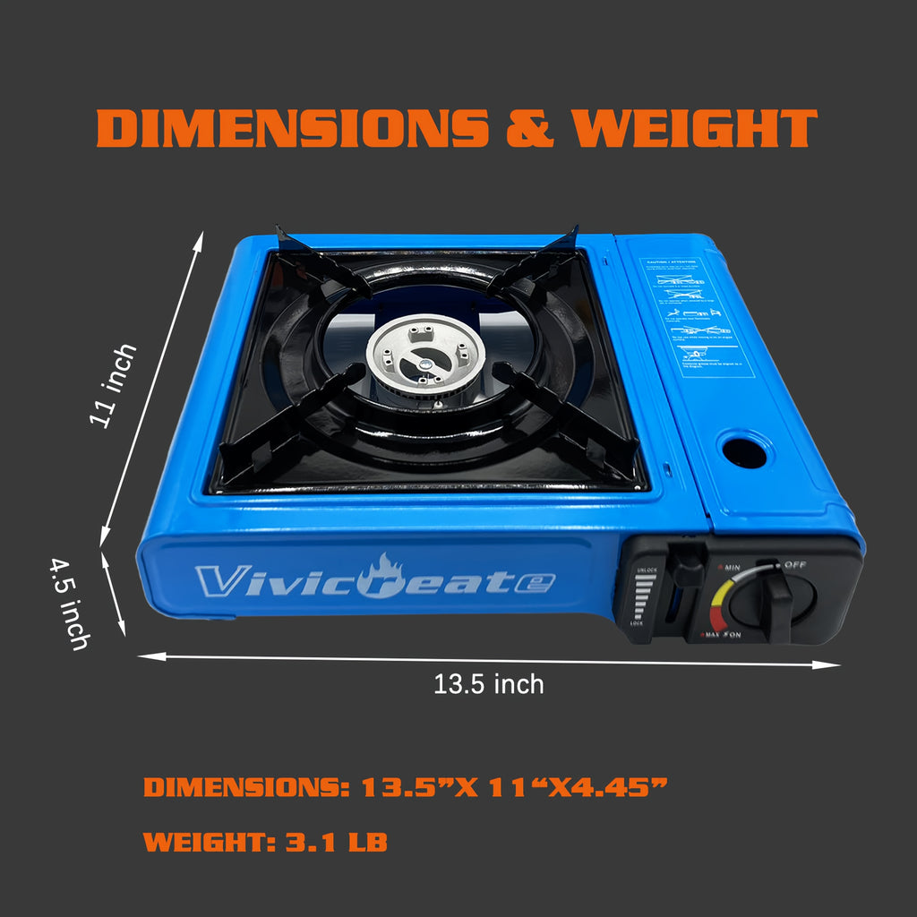 Vivicreate 8500 BTU Portable Butane Stove, Compact Outdoor Camping Stove, Ideal for Cooking, Hiking, Survival Gear & Emergency Use, Essential for Camping
