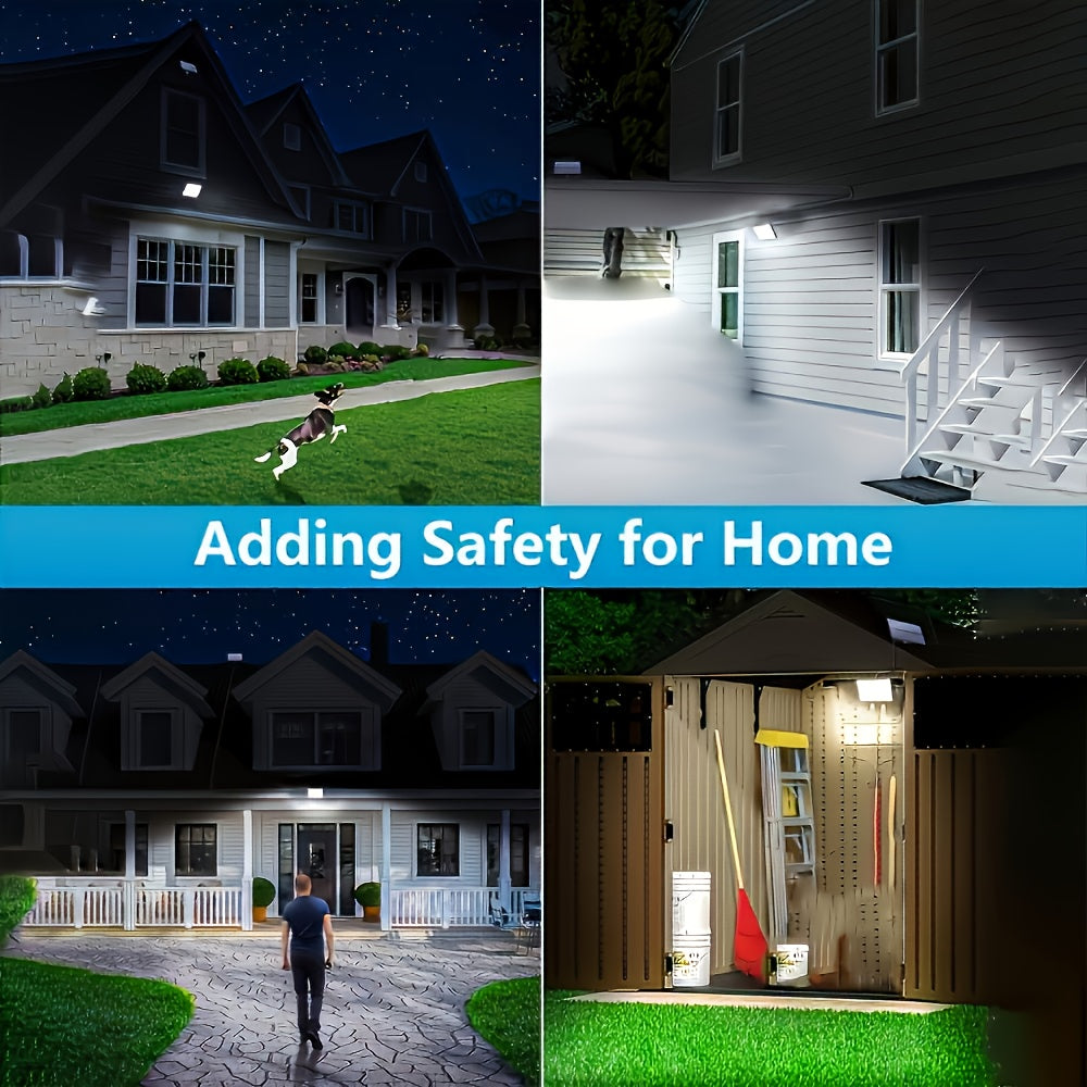 2PCS Commercial Street Area Lighting, 400LED Solar Motion Sensor Outdoor Light, Remote Control, Separate Panel, Dusk-to-Dawn Illumination, Outdoor Balcony, Yard, Garden, Street, Shed, Wall, Christmas Gift, Emergency Lighting Tool