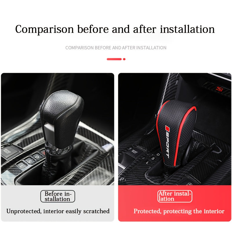 1 PU Leather Shift Knob & Boot Cover - Ergonomic Anti-Slip Grip, Breathable Design, Durable & Easy-to-Clean Gear Shift Protector, Suitable for Sedan/Truck/SUV, Easy Installation
