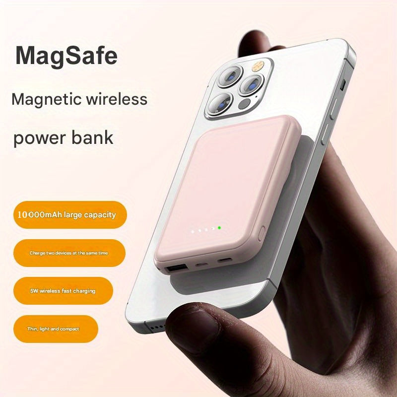 5 Colour, Ultra-Thin Magnetic Power Bank, 10000mAh Battery Pack, 22.5 PD Fast Charging, 15W Wireless Charging, Magnetic Battery Pack for 17/16/15/14/13/12/Pro/Mini/Pro Max And Wired Charging for Android Phones