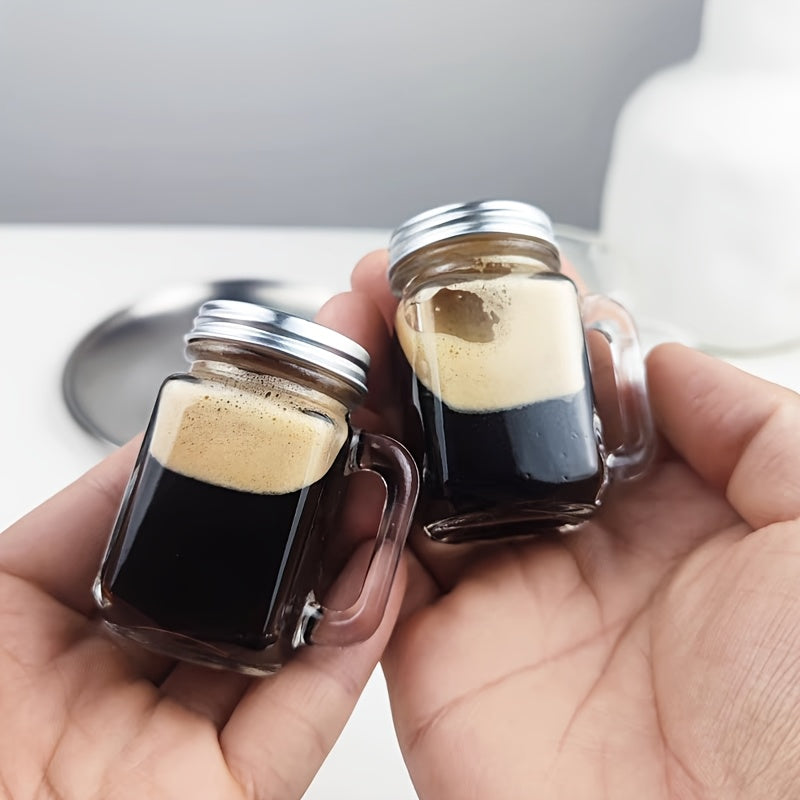 6pcs & 12pcs Mini Handle Cup 1.18oz Italian Espresso Cup – Glass Material, Easy to Carry – Perfect for Espresso – Sealed Glass Bottle for Camping