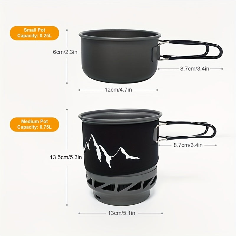 33.81OZ Portable Camping Cookware Set with Windproof Backpacking Stove & Bowl - Aluminum Alloy Burner Alpine Reactor Gas Stove Outdoor Propane Cooking Gear, Jet Burner Kit, Ideal for Hiking, Off-Road, Fishing, Hunting Trips and Emergency Situations/