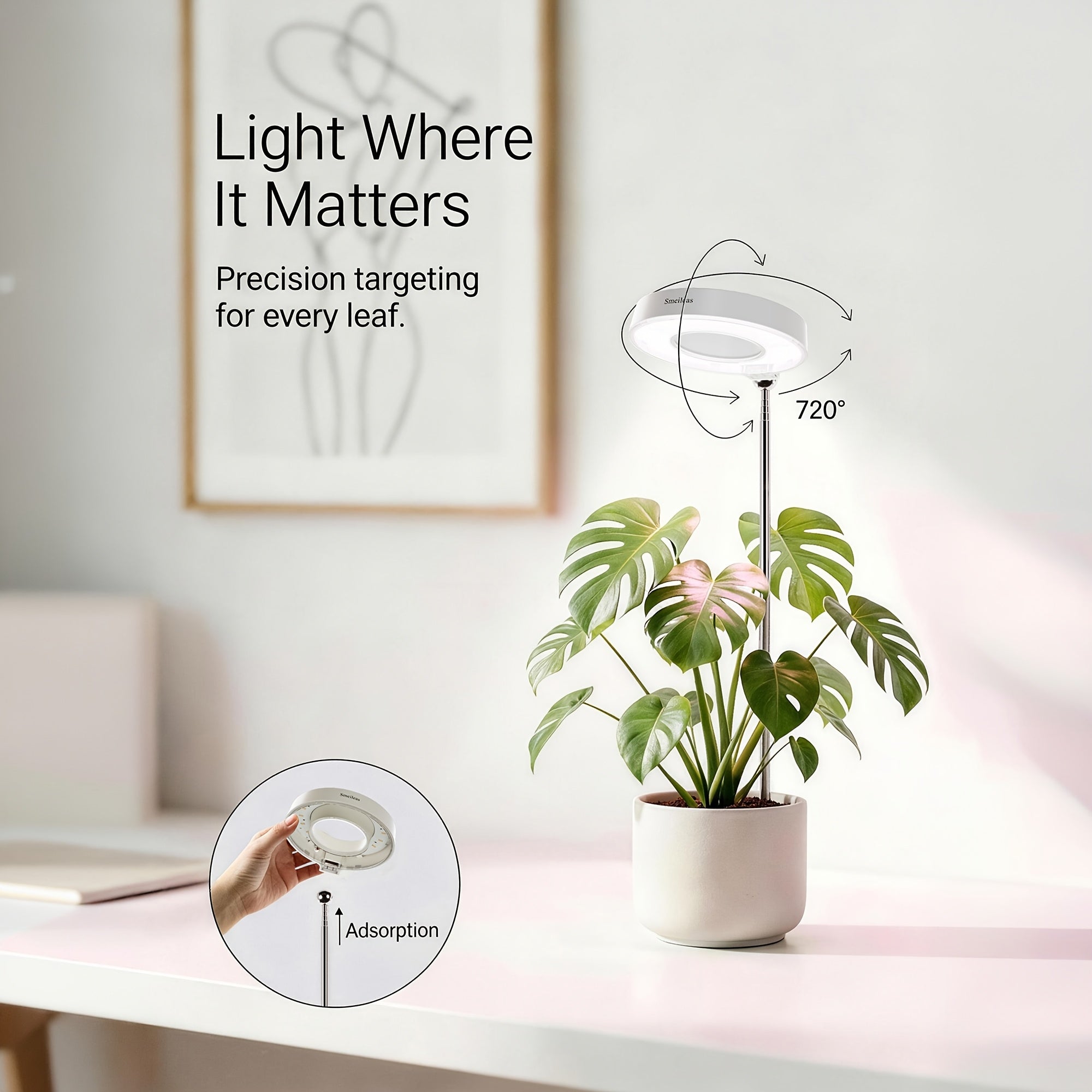 3Pcs Indoor Sunlike Plant Grow Light, Full Spectrum 720° Magnetic Rotatable LED Plant Lamp, 3/6/9H Timer, Dimmable & Height Adjustable, Ideal for Ecological Tank & Decoration, White Version