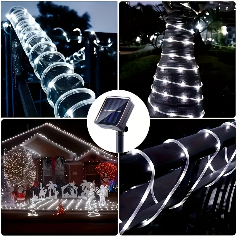 Solar LED tube light, 8 modes optional - 50/100/200/300 LED beads, new spring design, compatible with flexible wiring, specially designed for garden, wedding, Christmas decoration, supports solar charging