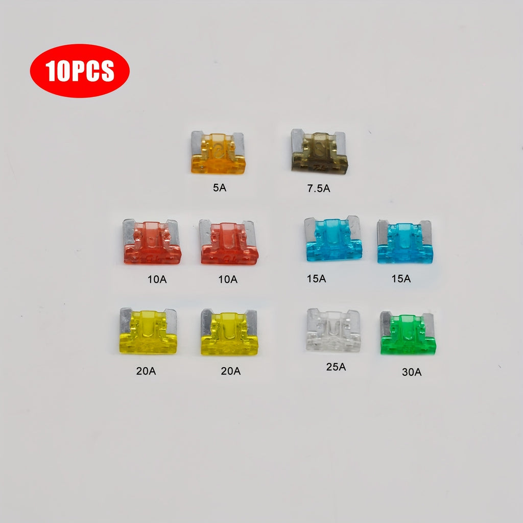 10Pcs Ultra-Thin Automotive Fuses 5A-30A, Blade Fuses for Cars, Boats, Trucks, SUVs, Replacement Fuses