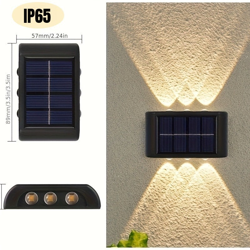 6LED Adjustable Solar Wall Washer Light, Up and Down Adjustable Convex Mirror Wall Light / Warm Light, Outdoor Landscape Light, Villa Lighting | Architectural Lighting, Courtyard Beautification | Villa Exterior Wall Art Wall Washer Light