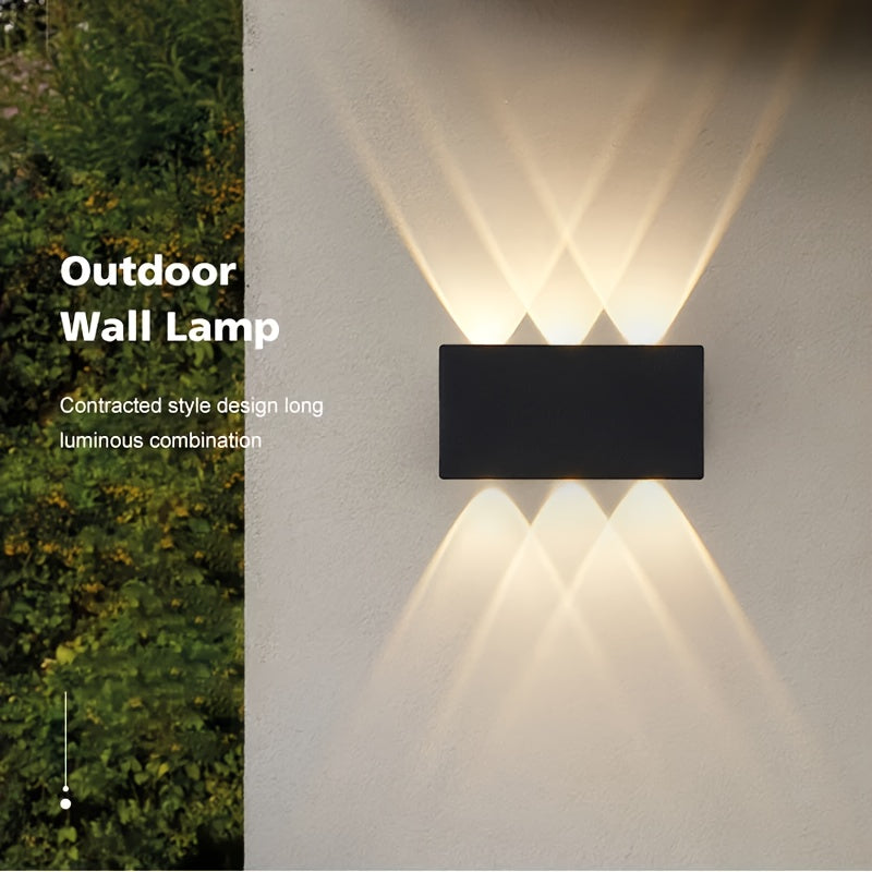 2 Pack LED Outdoor Wall Light Modern Aluminum Wall Lamp Up Down Light, Black Outdoor Fixture for Porch Garden Decoration (Warm/White Light)