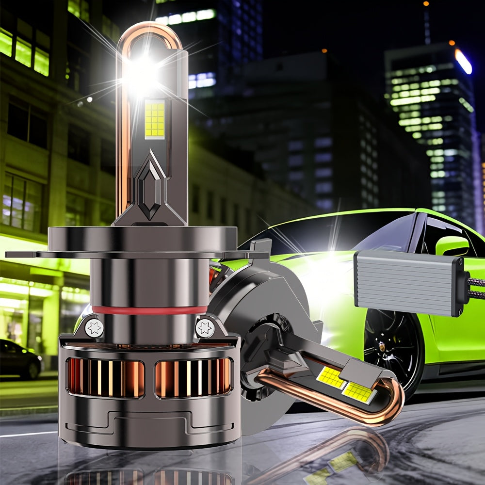 2-Pack H1 H4 H7 H11 9005 9006 9012 LED Car Headlights, 9570 CSP Chip White Light Technology, 56500 Lumens (340W) Brightness, High/Low Beam Integrated, Fast Heat Dissipation, Suitable for Various Environments, Plug-and-Play