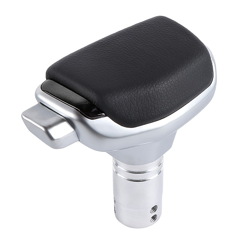 This Gear Shift Knob Features an Alloy Cover and Lever-Style Design, Paired with a PU Leather Shift Boot, Suitable for Most Automatic and Manual Transmission Vehicles