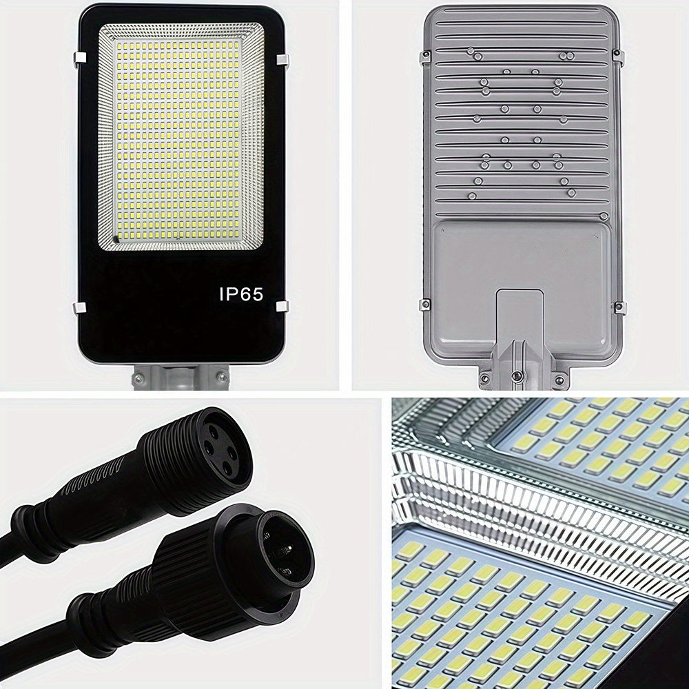 Kasotile Outdoor Solar Street Light - 6500K Parking Lot Lighting, Commercial Dusk-to-Dawn Auto On/Off, Heavy Duty Split-Type LED Solar Street Light with Remote Control (Batteries Not Included for Remote)