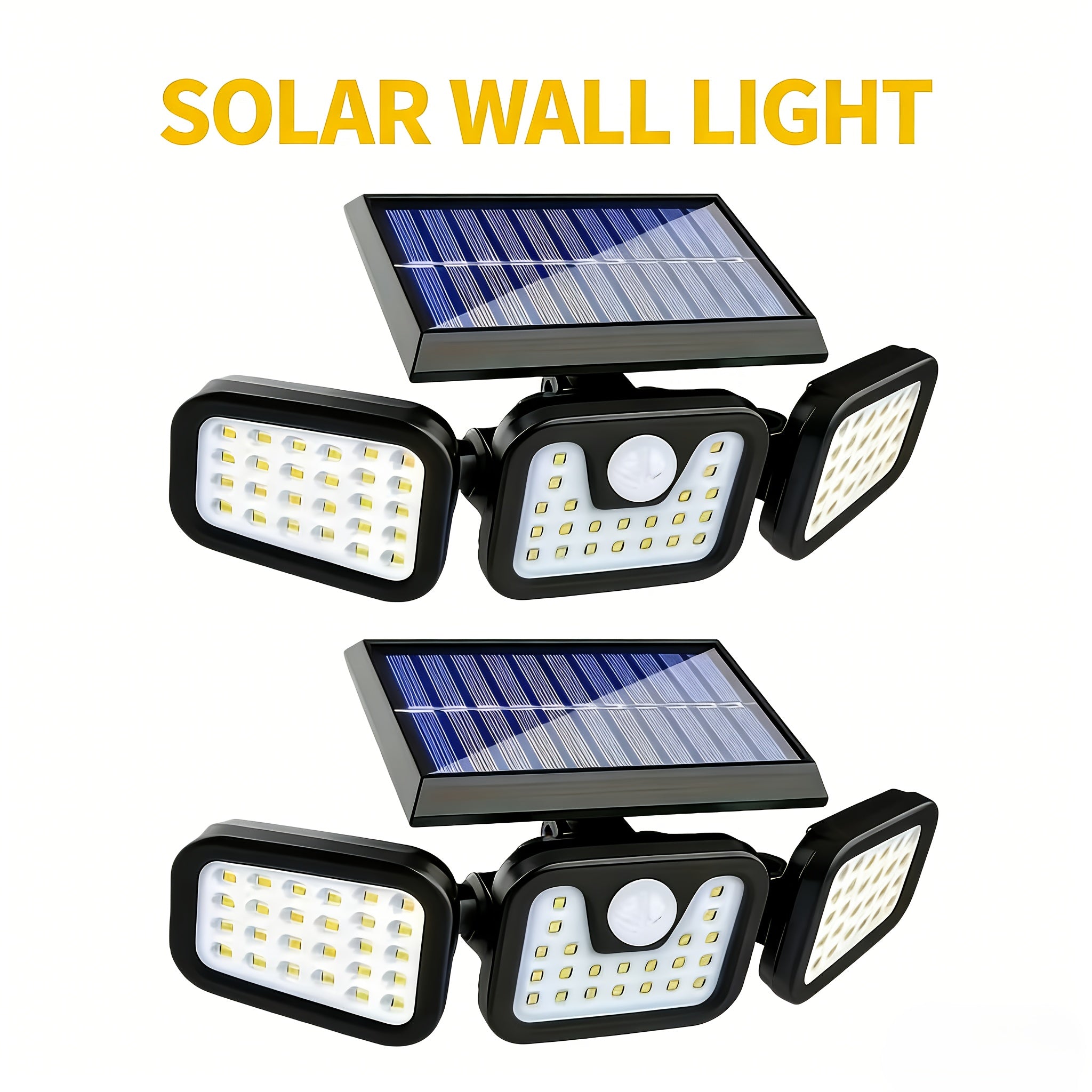 74 LED Solar Outdoor Flood Light with Motion Sensor, 3-Step Dimming and IP44 Protection Rating - Wide Angle Illumination, Perfect for Garden, Driveway, Courtyard and Commercial Street Lighting