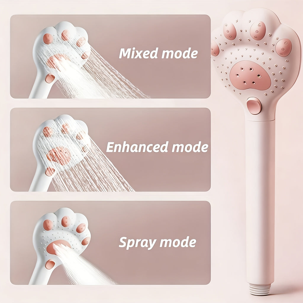 1 Adjustable Handheld Showerhead, Claw-Shaped Design, 3-Speed Massage, for Bathroom, Wall-Mounted & Hanging, Plastic Material, Shower Use Only