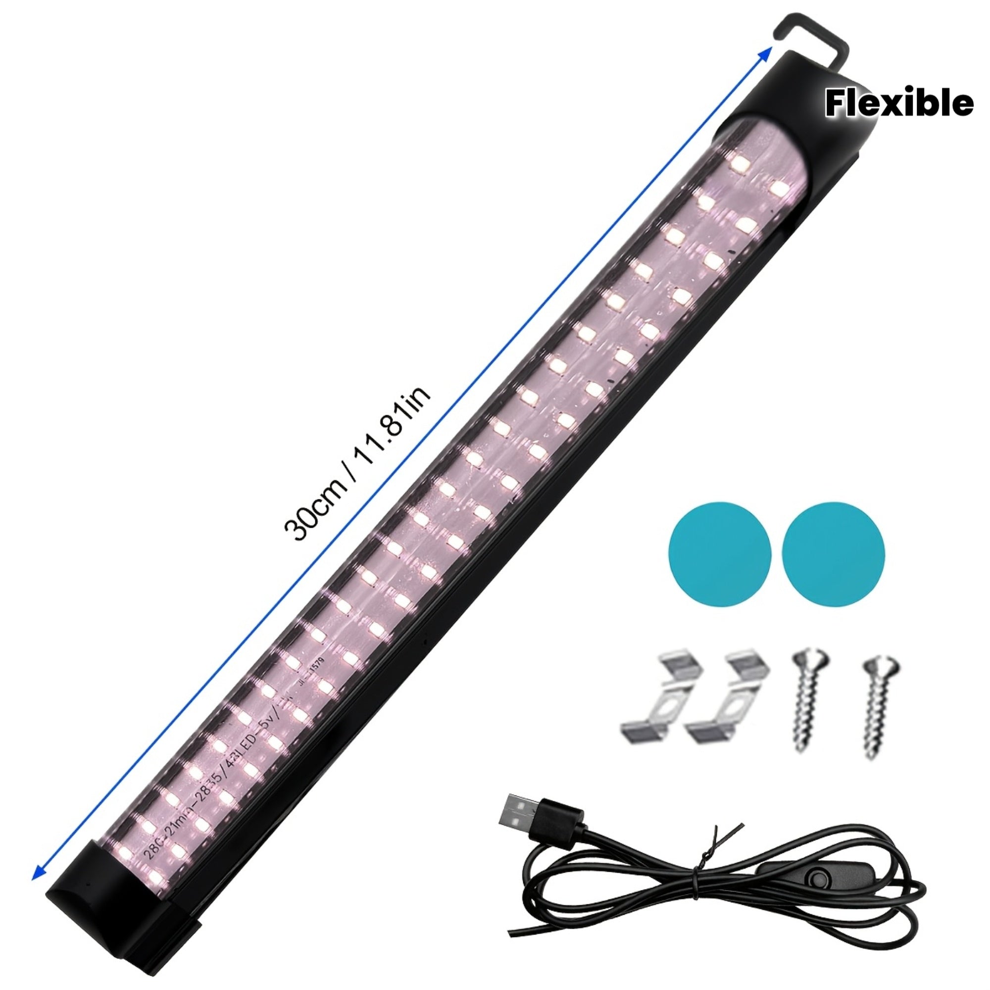 T8 LED plant grow light, 11.8-inch full spectrum plant tube, 48 LED beads, multiple installation methods: magnetic, hook, clip, flexible and convenient installation options, illuminates green plants, suitable for home succulents, green plants