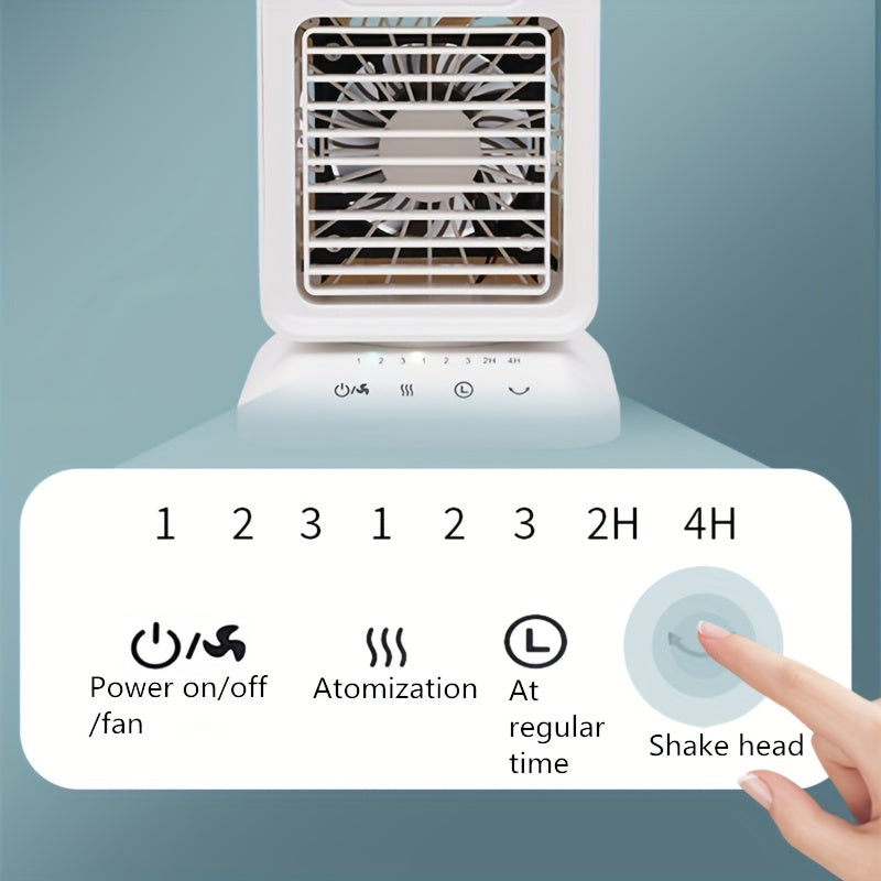 Mini Desktop Fan Spray Humidifying Oscillating Fan, USB Plug-in Touch Control Small Fan, 3 Speed Levels with Timing Function
