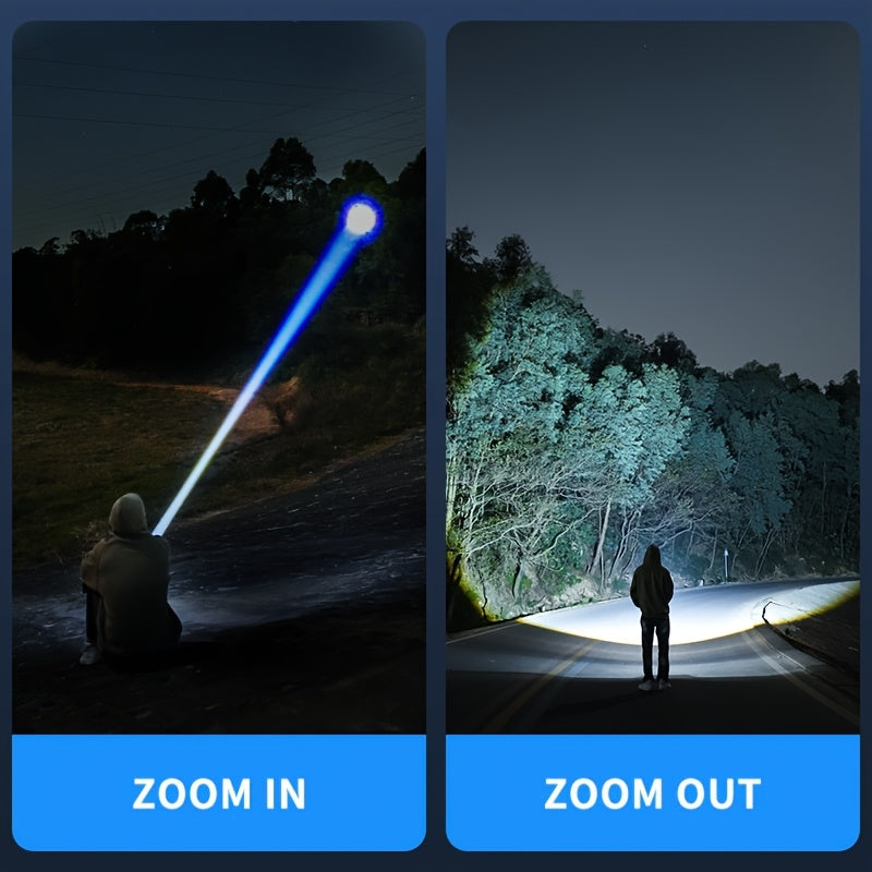 1PC SMILING SHARK Rechargeable Flashlight Super Bright Tactical Flashlight Zoomable LED Spotlight 3 Lighting Modes Portable Light for Hiking Camping Fishing Outdoor Emergency SD5242A