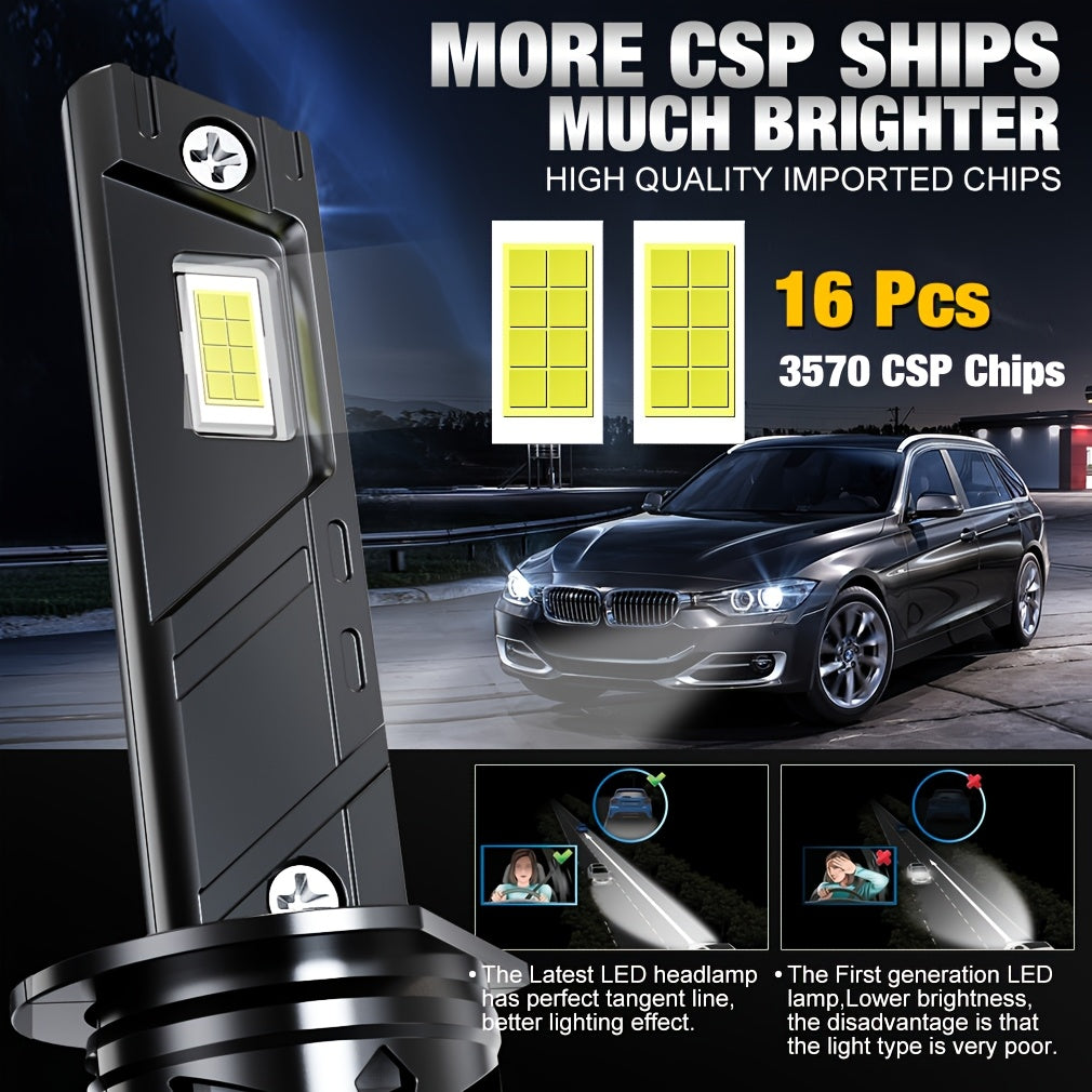 S&D 2Pcs 100W H1 LED Headlight Bulbs 30000LM Super Bright, No Battery H1 Fog Light 6500K White H1 LED Car Headlight Turbo Light High/Low Beam Bulb Car Headlight Easy Installation Plug-and-Play Turbo Fan Fits 99% of Cars with Canbus