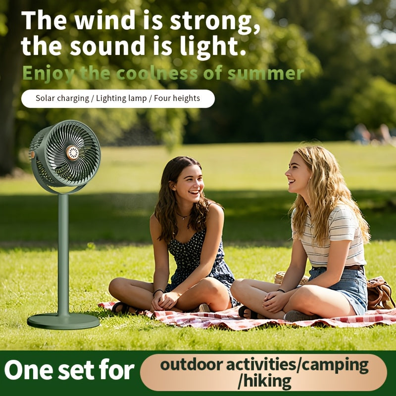 USB Charging Home Standing Fan, Solar Standing Fan, Outdoor Solar Charging Electric Fan, Retractable Floor Fan, Long Lasting Durable Fan, Perfect for Home Living Room and Outdoor Camping