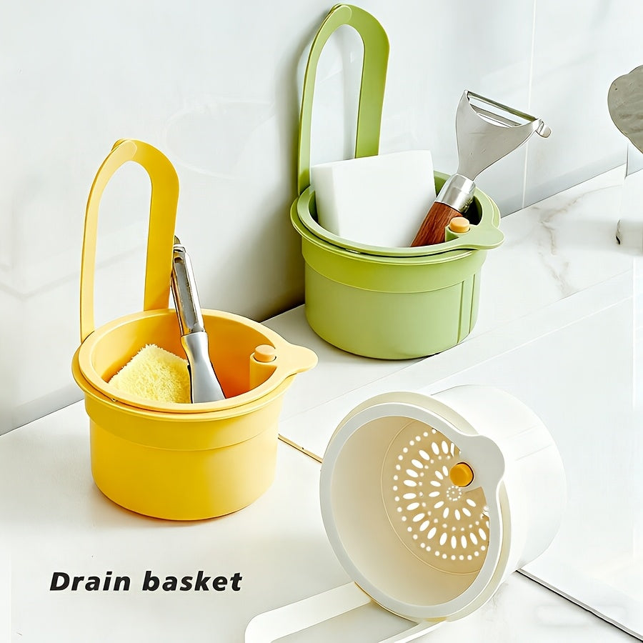 A Convenient & Easy-to-Use Drain Basket – Simple Press-Type Design, Filters Particles. This Wall-Mounted Sink Accessory is Perfect for Draining, Storing Sponges & Cloths – Ideal for Kitchen & Bathroom
