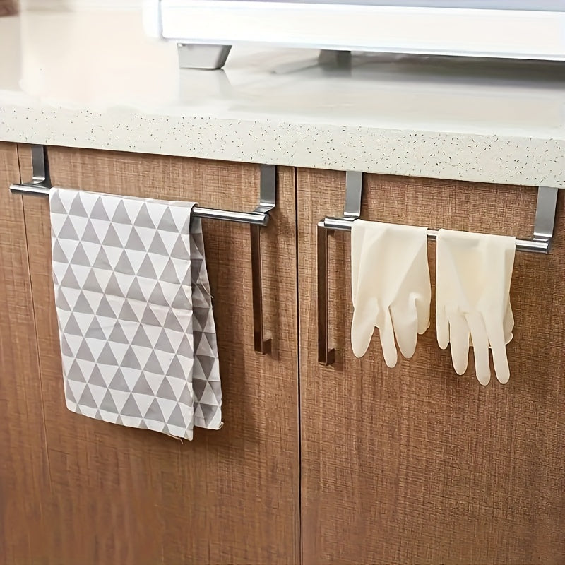 1pc Elegant 403 Stainless Steel Towel Rack - Stylish No-Drill Over-the-Door Towel Holder, Perfect for Bathroom & Kitchen Towel Storage, Durable Space-Saving Rack for Home Use - Great for Christmas, Halloween & Holidays