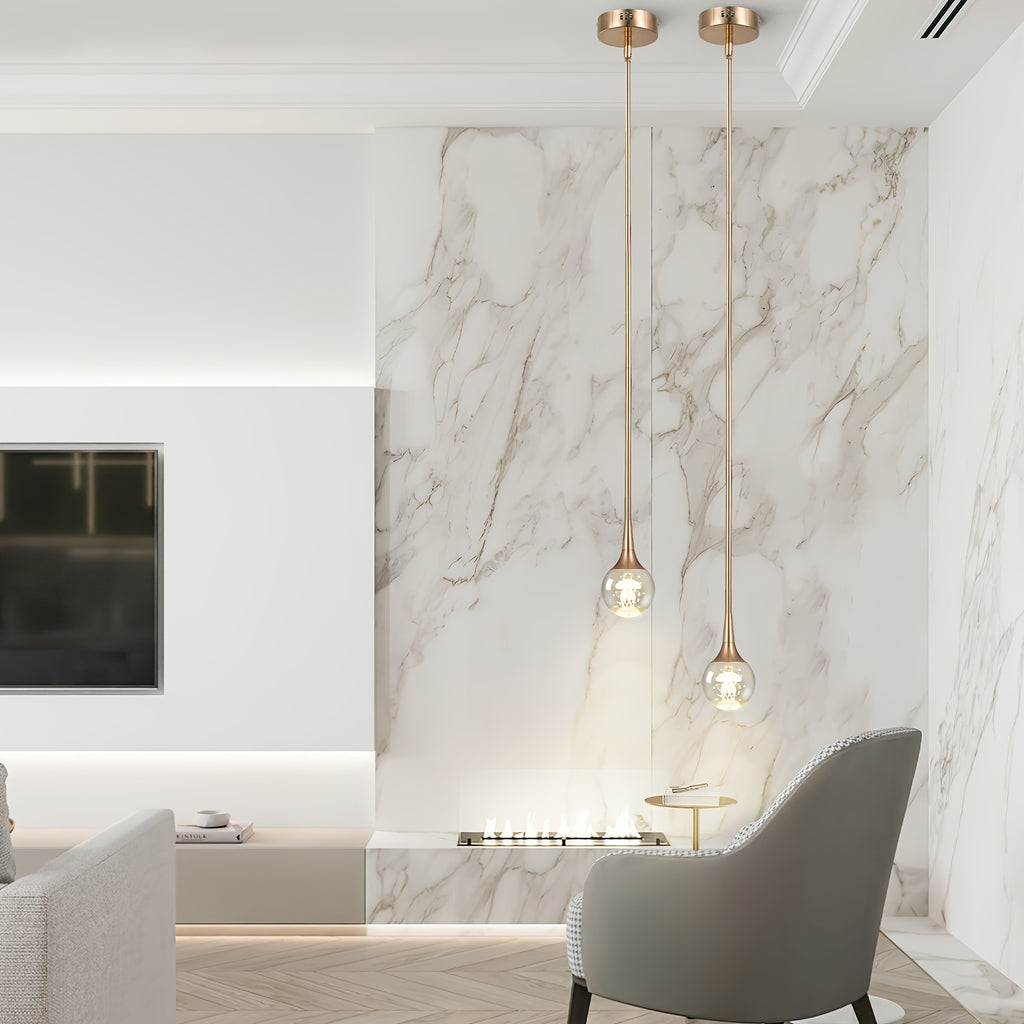 Enkerr modern mini LED jellyfish pendant light - height-adjustable teardrop-shaped chandelier, with crystal acrylic lampshade and gold finish, hardwired ceiling light, suitable for kitchen island, bedroom, bar (110V, with switch control)