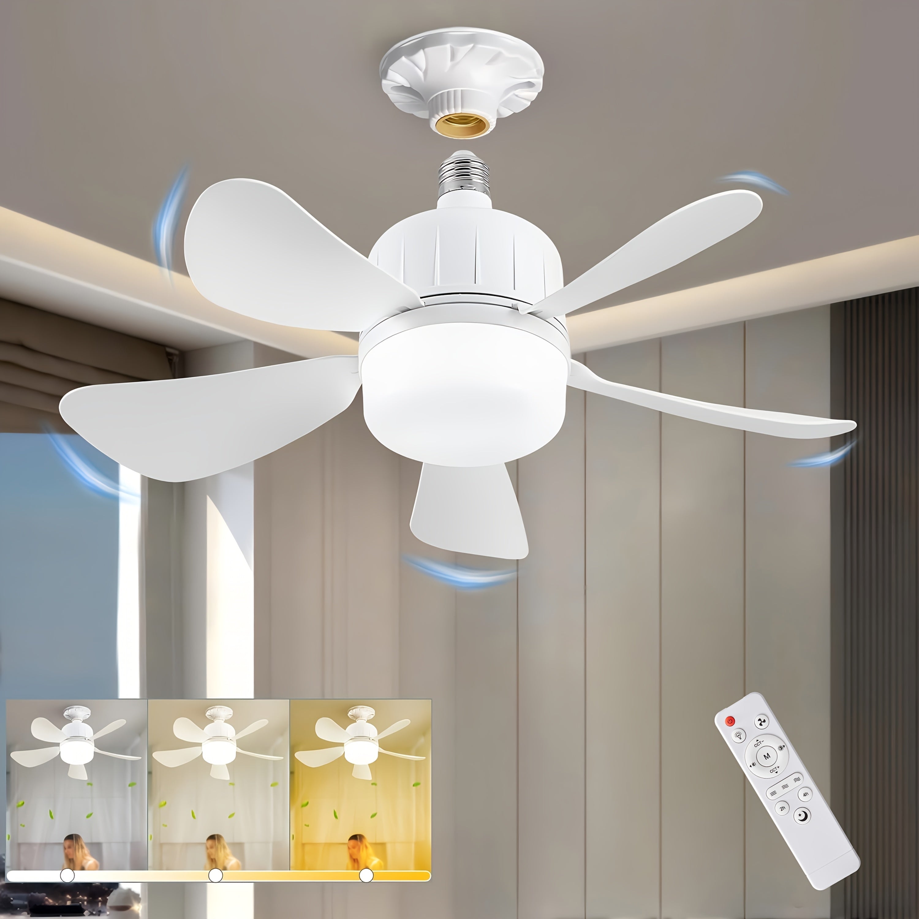 Ceiling Fan with Adjustable Blades, 3 Speed Levels, Overload & Short Circuit Protection, Energy-Saving Cooling Design for Living Room and Bedroom