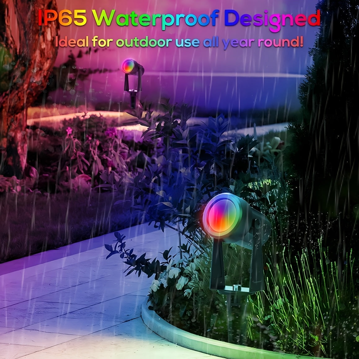 Solar Landscape Spotlight, Outdoor Auto On/Off Solar Spotlight, Courtyard Lighting for Patio, Garden, Lawn, Plants, Trees, Walls, Fences, 4 Pack / 8 Pack, Multiple Colors Available (Black Cable), IP65 Protection Rating