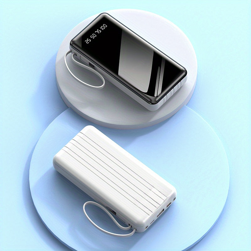 1個，25800/60000mAh大容量移動電源，內建4條線，適用於多種裝置，強力應急LED燈，智慧LED顯示屏，可同時為5臺裝置充電，適合旅行和露營