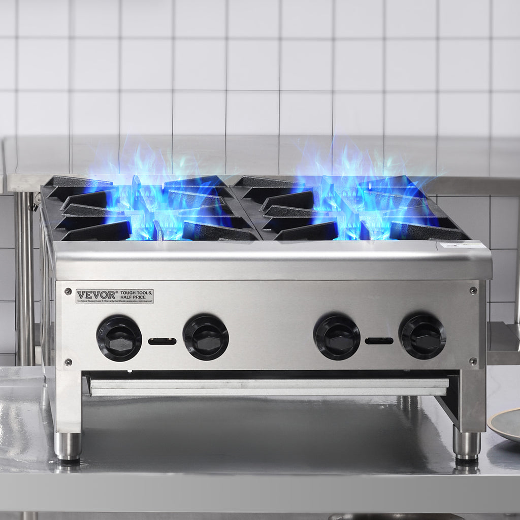 VEVOR Commercial Gas Stove, 1/4 Burner Countertop Cooking Hot Plate, Kitchen