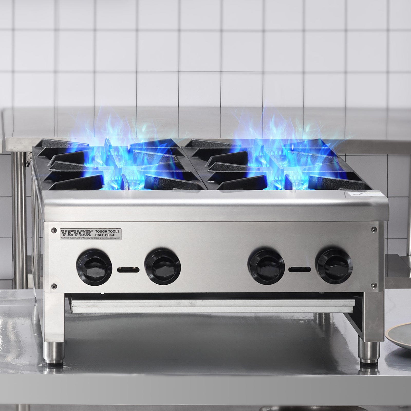 VEVOR Commercial Gas Stove, 1/4 Burner Countertop Cooking Hot Plate, Kitchen