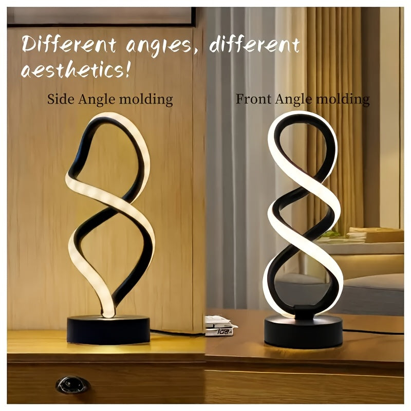 1/2-pack spiral LED table lamp, dimmable modern push-button control desk light, 10-level brightness adjustment, metal power supply, suitable for bedrooms, living rooms, offices and other indoor spaces, excellent home decoration
