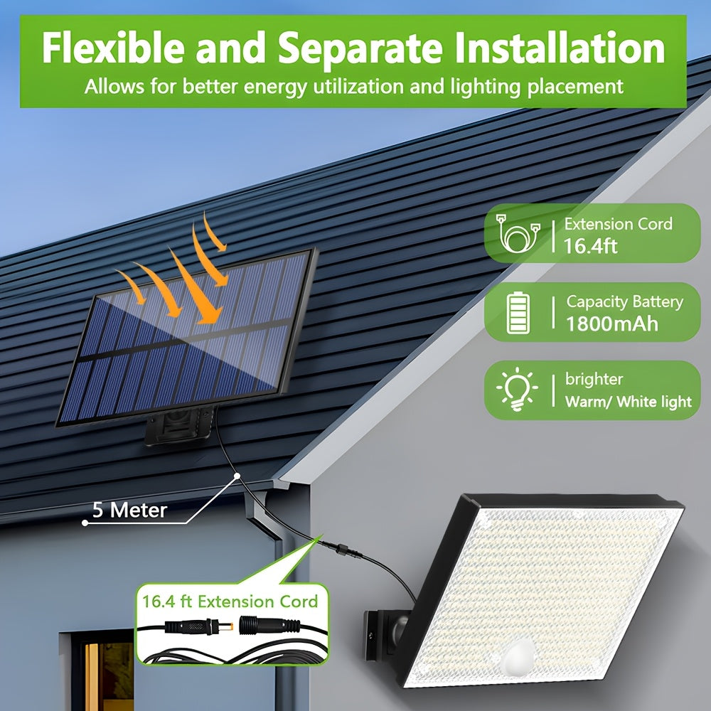 400 LED Solar Outdoor Light with Light Sensor, Remote Control, Separate Light Sensor Panel, 16.4 ft Cable, Dusk to Dawn Lighting, Security Solar Floodlight, Suitable for Outdoor Porch, Yard, Shed, Wall, Christmas Gift, Father's Day Gift