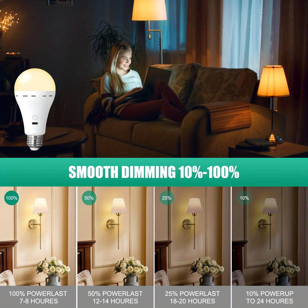 A set of rechargeable bulbs with remote control, battery-powered bulbs for table lamps, dimmable/timer bulbs, backup battery bulbs for wall lamps and table lamps, bulbs suitable for non-hardwired fixtures, for bedroom, living room, indoor use