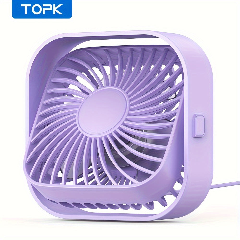 RV Fan, TOPK K51 Mini USB Desk Fan, Premium Brushless Motor, Quiet Operation, High Airflow, Elegant Design, Perfect for Bedroom or Personal Use on Small Tables