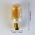 1 Edison LED decorative bulb, T45 tubular bulb 120V 4W 2300K warm yellow amber clear glass LED spiral filament bulb E26 base, dimmable, suitable for bedroom, dining room, bar, warm home lighting replacement bulb