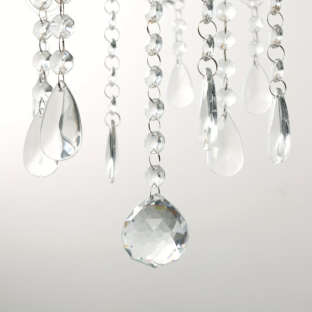 Modern gold crystal chandelier, 6-light branched pendant light, with chain, elegant chandelier, suitable for dining room, bedroom, living room, hotel, home decorative lighting, E12 base, bulbs not included