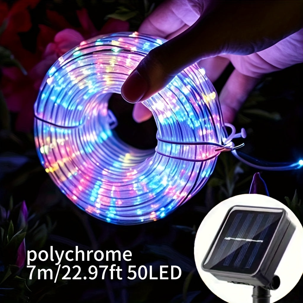 Solar LED tube light, 8 modes optional - 50/100/200/300 LED beads, new spring design, compatible with flexible wiring, specially designed for garden, wedding, Christmas decoration, supports solar charging