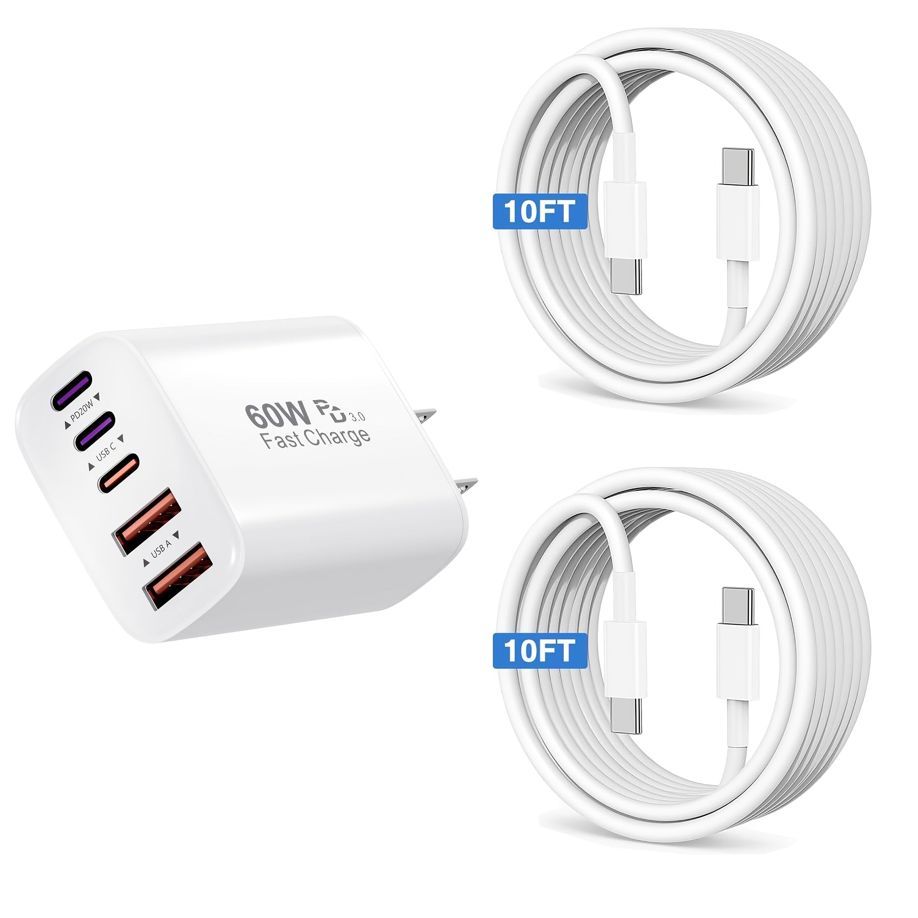 65W USB-C Charging Block, Quick Wall-Mounted Power Adapter, 5-Port USB-C Power Supply, Compatible with for Iphone 17/16/15 Pro Max/Plus/Xsipad Pro, Galaxy S25/S24 Tablets, And Various Other Devices