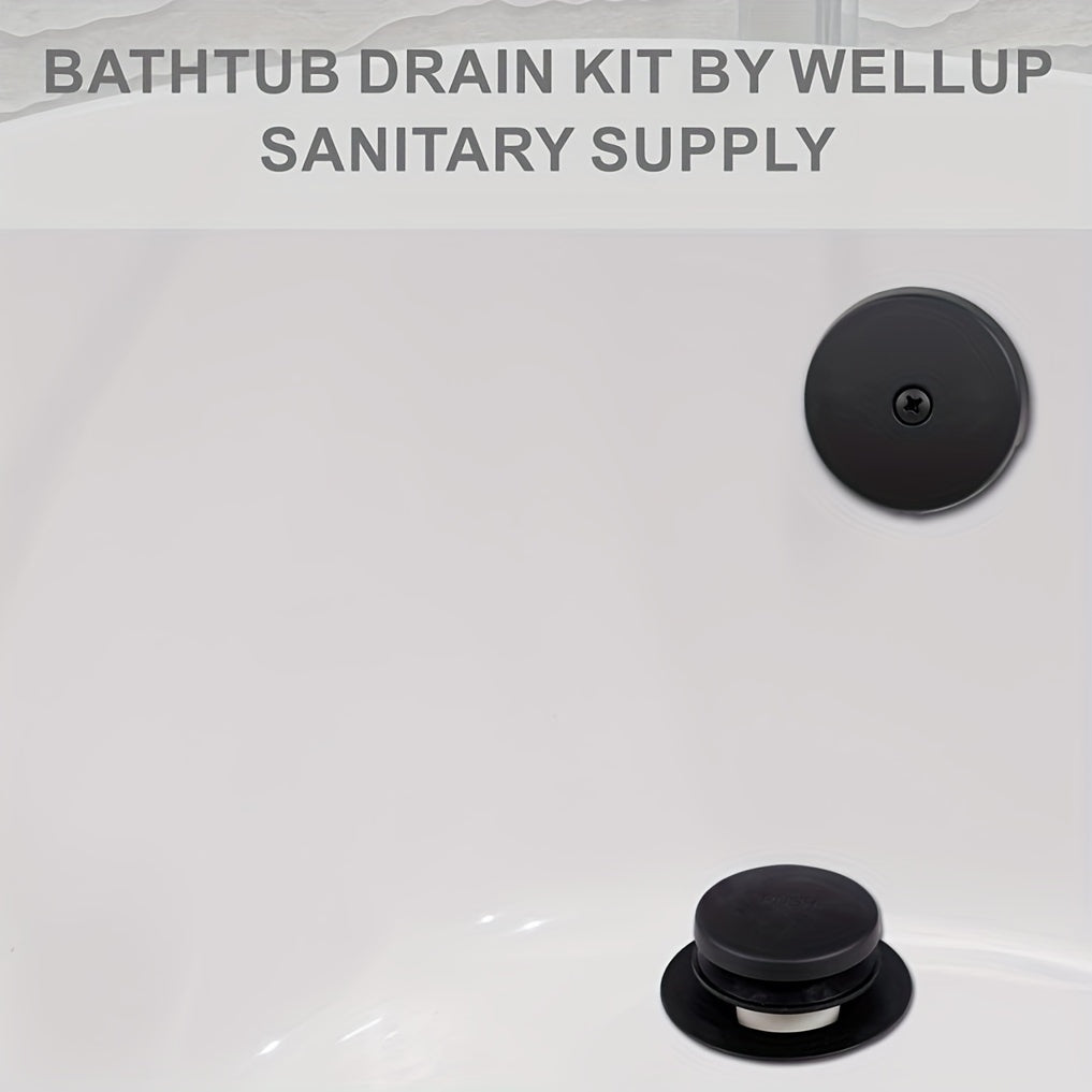 Toe Tap Bathtub Drain Kit - with 1-Hole Bathtub Overflow Drain Cover & Toe Tap Bathtub Trim Kit Single Hole