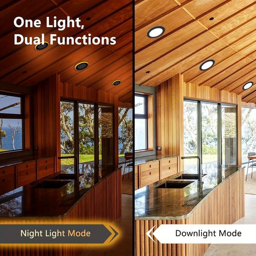 12-LED gimlet light - 3-inch recessed, dimmable, with night light mode, adjustable color temperature (2700K-5000K), 6W, 120V, ETL certified, selectable, 2700K/3000K/3500K/4000K