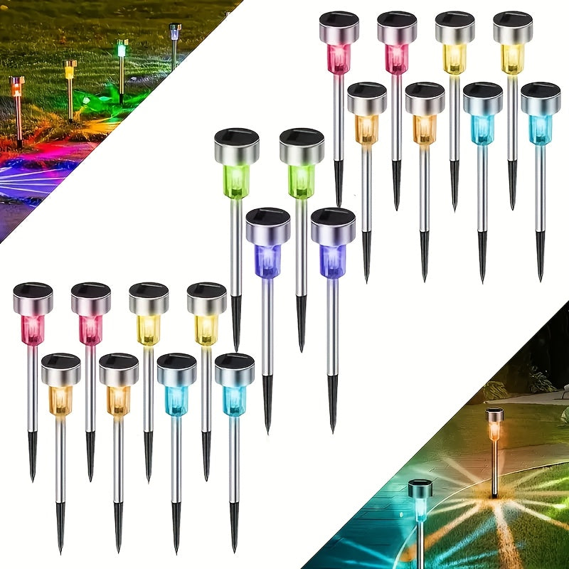 20/30/40/50-Pack Solar LED Light, Outdoor Stainless Steel Solar LED Stick Light, IP44 Waterproof Rating, Suitable for Courtyard, Lawn, Path, Patio, Driveway and Garden Landscape Decorative Light, Can Be Used for Holiday Parties
