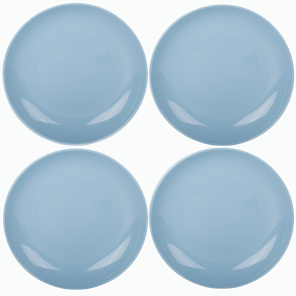 1 Pack of 4-Piece Unbreakable 9-Inch Plastic Plates, Microwave & Dishwasher Safe, Dinner Plate Set for Home, RV, Parties (Blue Series)