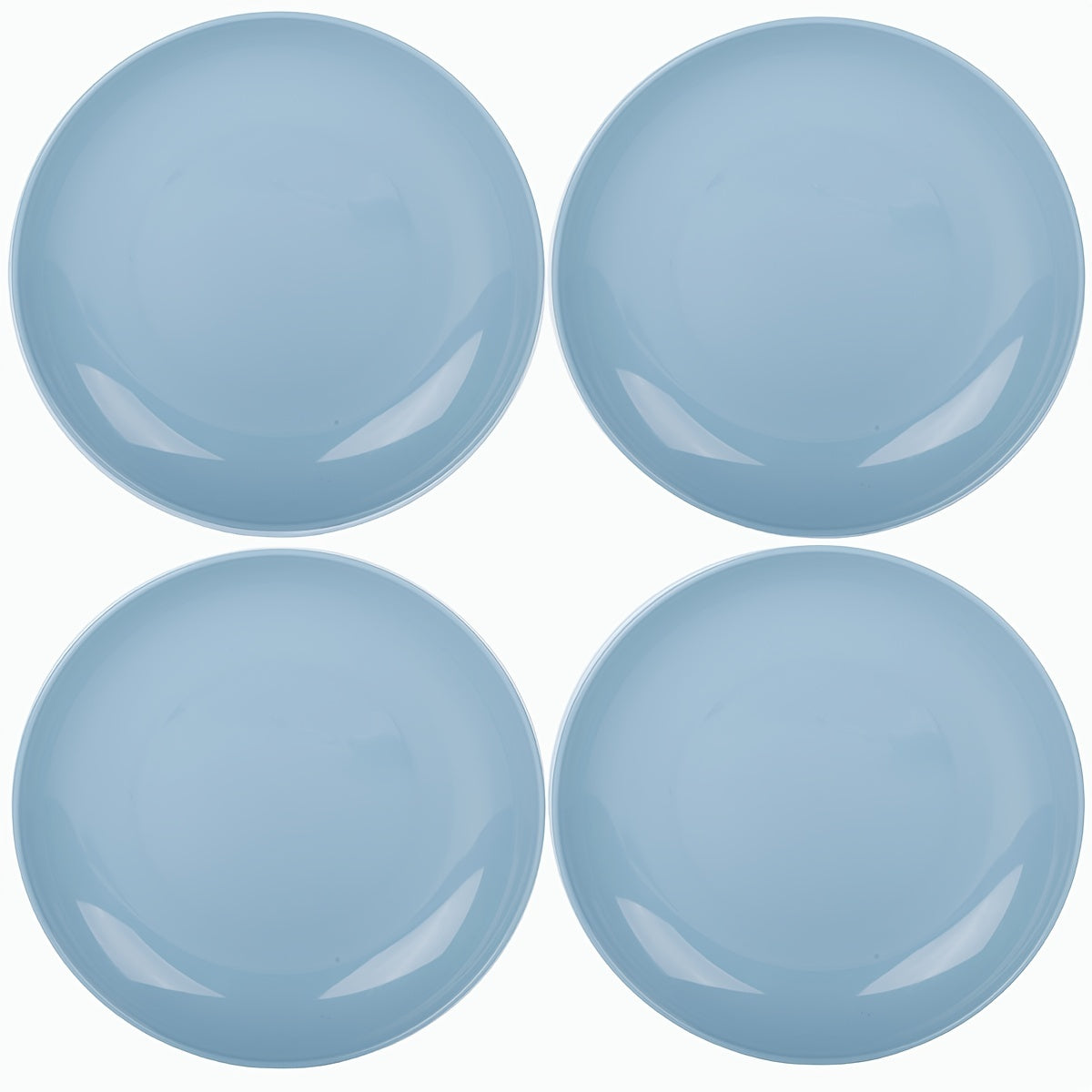 1 Pack of 4-Piece Unbreakable 9-Inch Plastic Plates, Microwave & Dishwasher Safe, Dinner Plate Set for Home, RV, Parties (Blue Series)