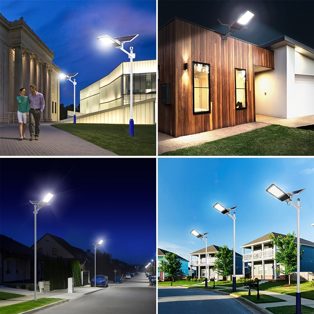Solar Street Light Outdoor Light, 6500K Solar Floodlight, IP65 Waterproof, with Drop-Proof Remote Control Mounting Bracket and Motion Sensor, Perfect for Courtyard, Garden, 1 Pack, Security LED Floodlight for Dusk to Dawn