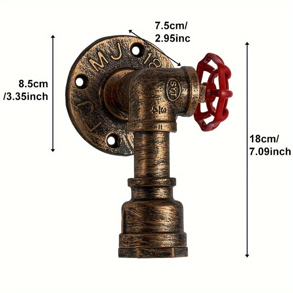 1/2-Piece Water Pipe Wall Light, Vintage Industrial Style Wall Light, Western Theme Wall Light, Suitable for Bedroom, Hallway and Study, E27 Socket (Bulb Not Included)